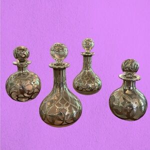 Silver overlay perfume bottles